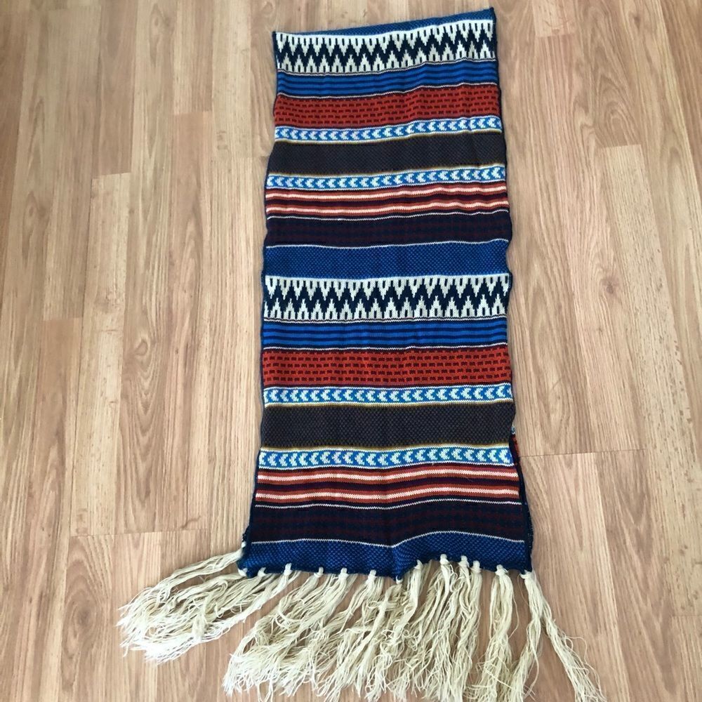 Aztec Knit Fringed Scarf  - Picture 4 of 5